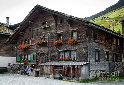 Beer Blueprints - Traditional Swiss Alps Houses In Vals Village Alpine Switzerland by JM Travel Photography