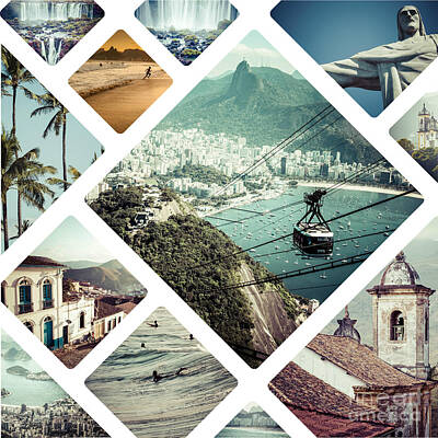 Christmas Typography - Collage of Rio de Janeiro by Mariusz Prusaczyk