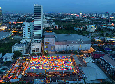 Kim Fearheiley Photography Royalty Free Images - Colourful Night Market aerial view Royalty-Free Image by Pradeep Raja PRINTS