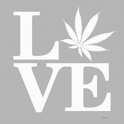 Abstract Graphics - Marijuana Leaf Love Sign by Gregory Murray