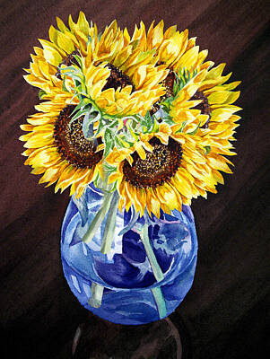Sunflowers Paintings - A Bunch Of Sunflowers by Irina Sztukowski