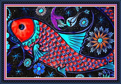 Festival Feels - A Fish Called - Wanda H B With Decorative Ornate Printed Frame. by Gert J Rheeders