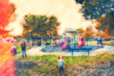 Digital Art - A Memory at the Park by Davy Cheng