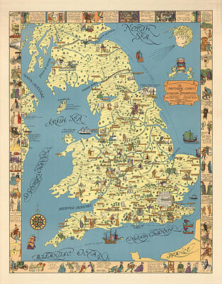 Royalty-Free and Rights-Managed Images - A Pictorial Chart of English Literature - Illustrated Map - Pictorial Map - English Literature by Studio Grafiikka