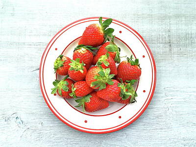 Whimsically Poetic Photographs - A Plate of Strawberries by Caroline Reyes-Loughrey