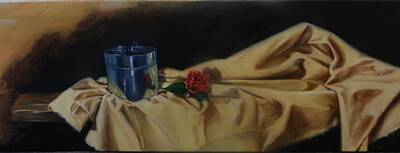 Roses Paintings - A rose by Mourad Abdalla