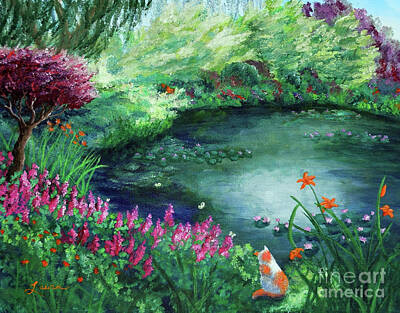 Lilies Paintings - A Spring Day in the Garden by Laura Iverson