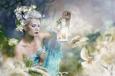 Fantasy Digital Art Rights Managed Images - A Touch of SPring Royalty-Free Image by Karen Howarth