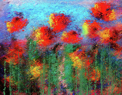 Abstract Flowers Mixed Media - Abstract Art Meditation On Roses by Georgiana Romanovna