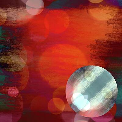 Patriotic Signs - Abstract Bubbles on Red by Brandi Fitzgerald