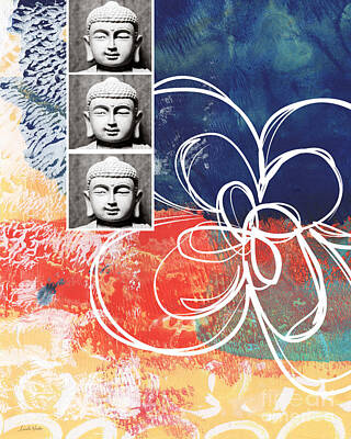 Florals Mixed Media Rights Managed Images - Abstract Buddha Royalty-Free Image by Linda Woods