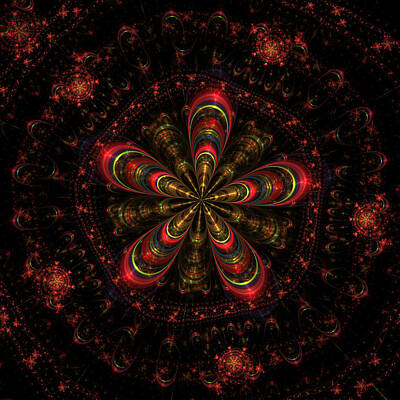 Floral Digital Art - Abstract floral fractal pattern by Lenka Rottova