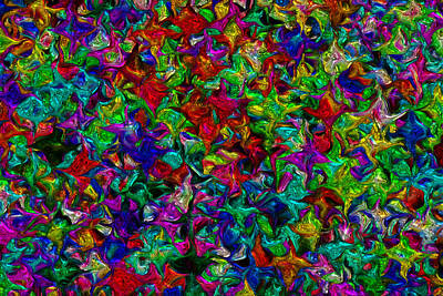 Floral Digital Art - Abstract Floral Garden, Metallic by Lilia S