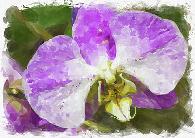 Abstract Flowers Royalty-Free and Rights-Managed Images - Abstract Flower Watercolor XXI by Ricky Barnard