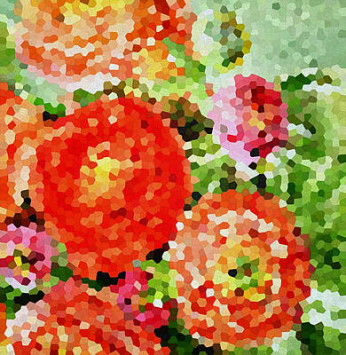 Abstract Flowers Paintings - Abstract Flowers by Irina Sztukowski