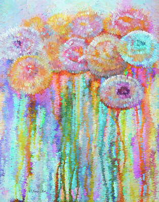 Abstract Flowers Digital Art - Colorful Flowers Abstract   by Lena Owens - OLena Art Vibrant Palette Knife and Graphic Design