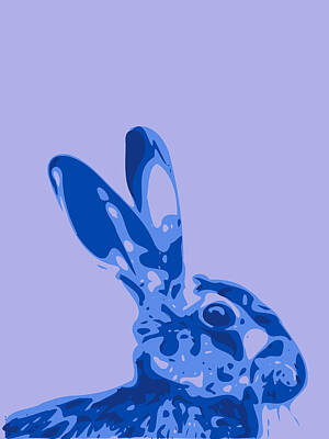 American Red Cross Posters - Abstract Hare Contours blue by Keshava Shukla