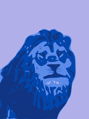 Wine Beer And Alcohol Patents - Abstract Lion Contours blue by Keshava Shukla
