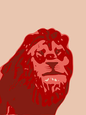 Modern Christmas Rights Managed Images - Abstract Lion Contours red Royalty-Free Image by Keshava Shukla