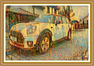 Minimalist Childrens Stories - Abstract Mini Countryman In Paved Street L A S With Decorative Ornate Printed Frame. by Gert J Rheeders