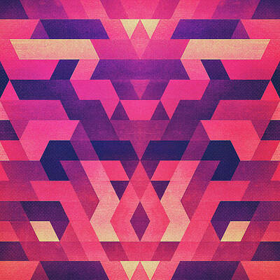Abstract Royalty-Free and Rights-Managed Images - Abstract Symertric geometric triangle texture pattern design in diabolic magnet future red by Philipp Rietz
