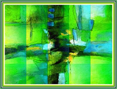 Wine Down Rights Managed Images - Abstracticalia Spectra - In Green - Catus 1 no. 3.1 L B With Decorative Ornate Printed Frame. Royalty-Free Image by Gert J Rheeders