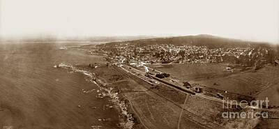 Black And White Rock And Roll Photographs - Aerial of Pacific Grove, CA  July 10, 1906 by Monterey County Historical Society