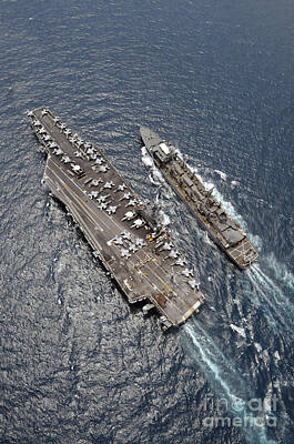 Politicians Photo Royalty Free Images - Aerial View Of Aircraft Carrier Uss Royalty-Free Image by Stocktrek Images
