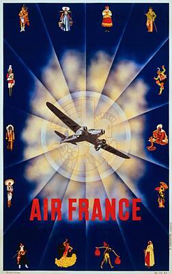 Vintage Diner Cars - Air France travel poster 1940 by Vincent Monozlay