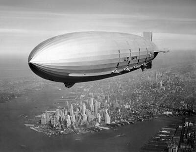City Scenes Royalty Free Images - Airship Flying Over New York City Royalty-Free Image by War Is Hell Store
