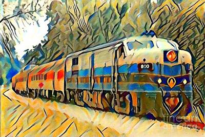 Curated Round Beach Towels Royalty Free Images - Alco diesel locomotive on the tracks Royalty-Free Image by Douglas Sacha