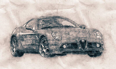 Sports Mixed Media - Alfa Romeo 8C Competizione - Sports Car - Automotive Art - Car Posters by Studio Grafiikka