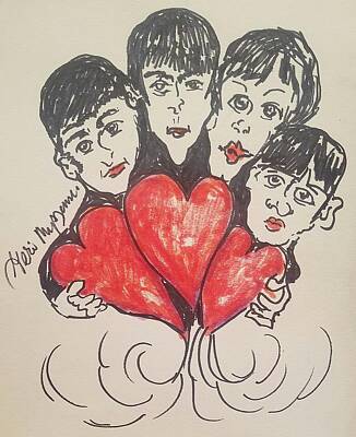 Rock And Roll Drawings Rights Managed Images - All You Need Is Love Beatles Royalty-Free Image by Geraldine Myszenski