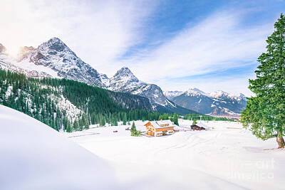 United States Map Designs - Alpine village in winter decor by Daniela Simona Temneanu