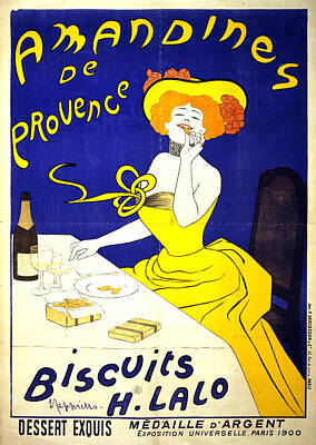 Food And Beverage Mixed Media Rights Managed Images - Amandines De Provence - Biscuits - Vintage Advertising Poster Royalty-Free Image by Studio Grafiikka