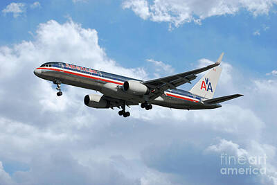 Best Sellers - Landmarks Digital Art - American Airlines Boeing 757 by Airpower Art