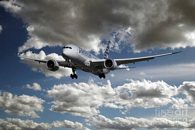 Landmarks Digital Art - American Airlines Boeing 787-8 by Airpower Art