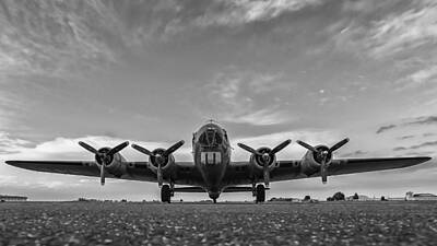From The Kitchen - American B -17 Flying Fortress Black and White  by Terry DeLuco