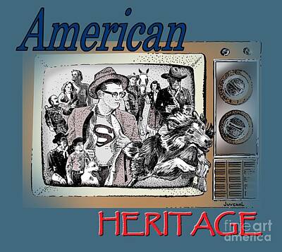 Landmarks Drawings - American Heritage by Joseph Juvenal