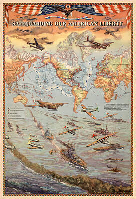 Landmarks Photos - American Military Map 1941 by Andrew Fare
