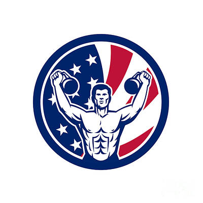 Athletes Digital Art - American Physical Fitness USA Flag Icon by Aloysius Patrimonio