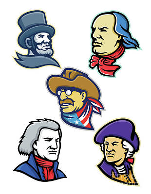 Politicians Digital Art - American Presidents and Statesman Mascot Collection by Aloysius Patrimonio