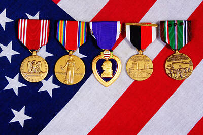 Meiklejohn Graphics Royalty Free Images - American War Medals of a flag background Royalty-Free Image by James BO Insogna