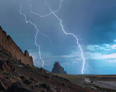 Card Game - An SUV Races Away from a Thunderstorm at Shiprock, New Mexico by Derrick Neill
