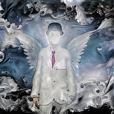 Surrealism Digital Art Rights Managed Images - Angel in white suit Royalty-Free Image by Bruce Rolff
