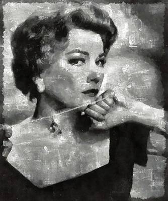 Portraits Paintings - Anne Baxter Vintage Hollywood Actress by Esoterica Art Agency