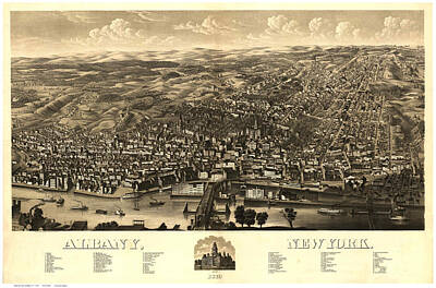 Cities Drawings - Antique Maps - Old Cartographic maps - Antique Map of Albany, New York, 1879 by Studio Grafiikka