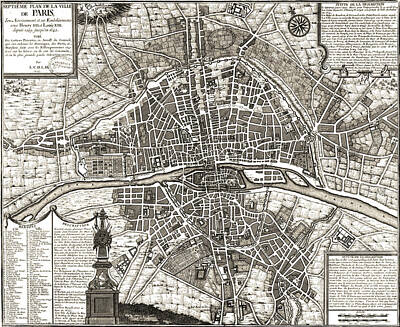 Cities Drawings - Antique Maps - Old Cartographic maps - Antique Map of Paris, France, 1643 by Studio Grafiikka