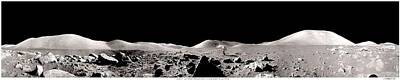 Landmarks Painting Royalty Free Images - Apollo 17 Panorama with Running Astronaut, nasa Royalty-Free Image by Celestial Images