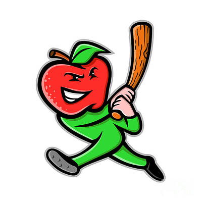 Athletes Digital Art - Apple Baseball Mascot by Aloysius Patrimonio